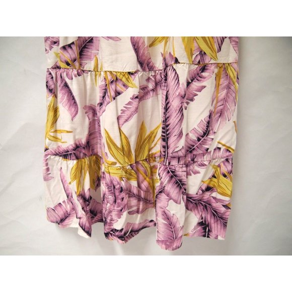 Loft Womens Paradise Tiered Mini Dress 6 Hawaiian Purple Palm Leaves Tent - Picture 5 of 9